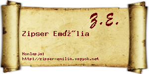 Zipser Emília névjegykártya