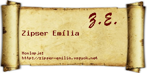 Zipser Emília névjegykártya